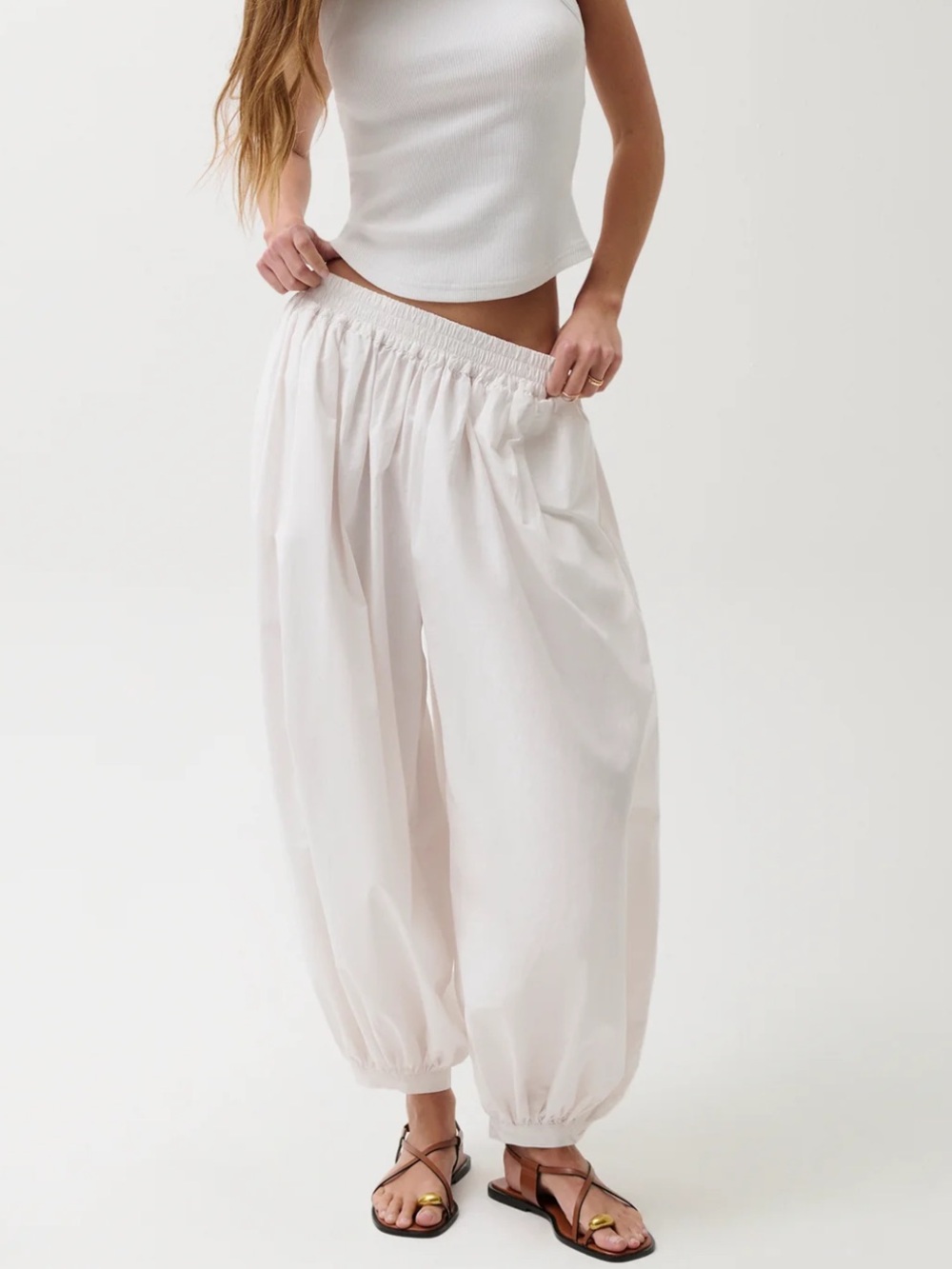 pistola White Elastic-Waist Balloon Joggers